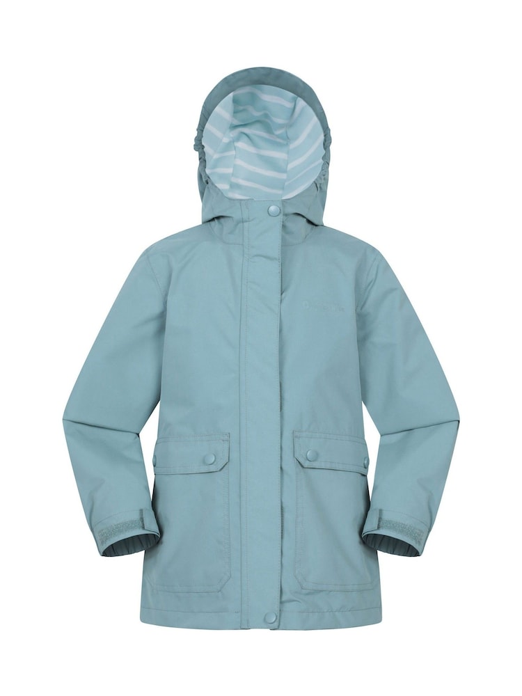 Grün - Mountain Warehouse Kids Coast Jersey Lined Waterproof Jacket - Bild 1 von 5