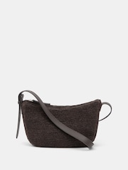 بني - Hush Raffia Cross-Body Bag With Leather Strap - صورة 1 من 4