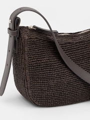 بني - Hush Raffia Cross-Body Bag With Leather Strap - صورة 3 من 4