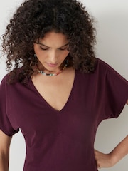 Hush Red Grown On Sleeve V-Neck T-Shirt - Image 3 of 5