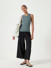 Hush Black Crinkle Wide Leg Cropped Trousers - Image 2 of 6