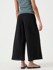 Hush Black Crinkle Wide Leg Cropped Trousers - Image 4 of 6