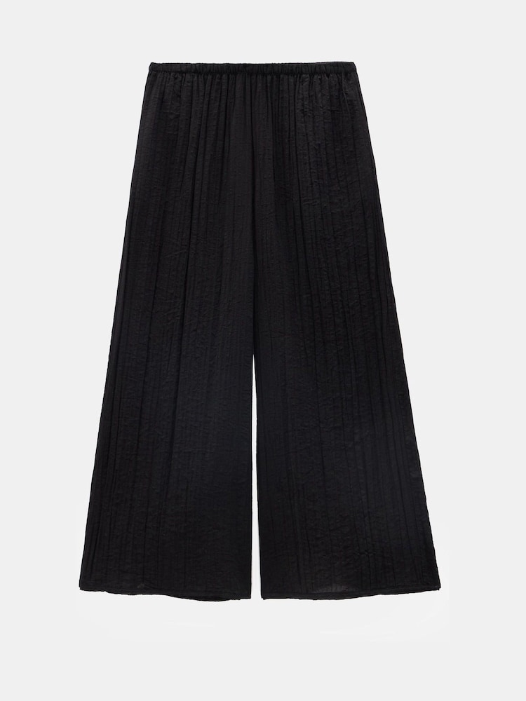 Hush Black Crinkle Wide Leg Cropped Trousers - Image 6 of 6