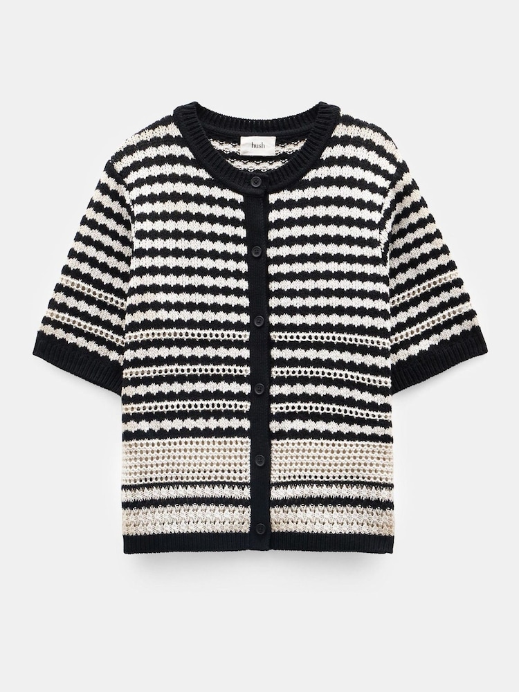 Hush White Mono Stitch Short Sleeve Cardigan - Image 6 of 6 Hush White Mono Stitch Short Sleeve Cardigan - Image 6 of 6