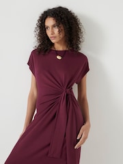 Hush Red 100% Cotton Trinny Stretch Jersey Midi Dress - Image 1 of 5