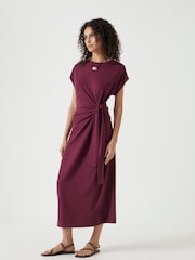 Hush Red 100% Cotton Trinny Stretch Jersey Midi Dress - Image 4 of 5
