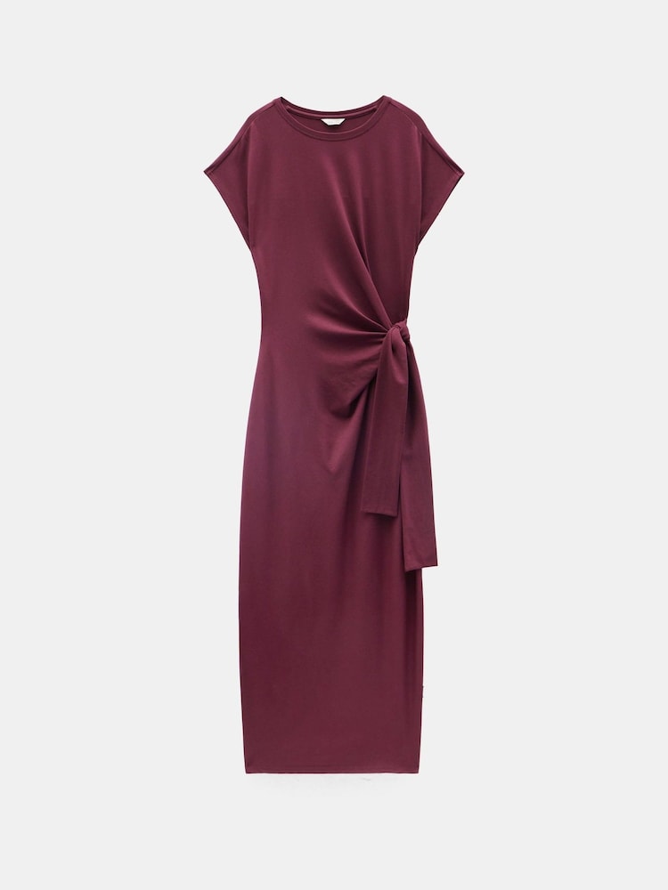 Hush Red 100% Cotton Trinny Stretch Jersey Midi Dress - Image 5 of 5