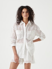 Hush White Cotton Broderie Shirt - Image 1 of 5