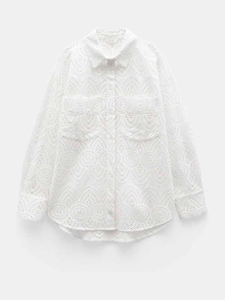 Hush White Cotton Broderie Shirt - Image 5 of 5
