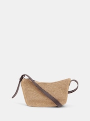 لون طبيعي - Hush Raffia Cross-Body Bag With Leather Strap - صورة 1 من 4