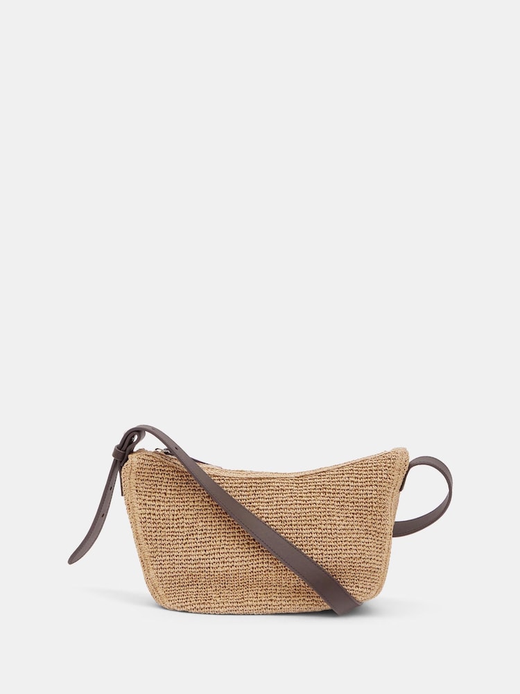 لون طبيعي - Hush Raffia Cross-Body Bag With Leather Strap - صورة 1 من 4