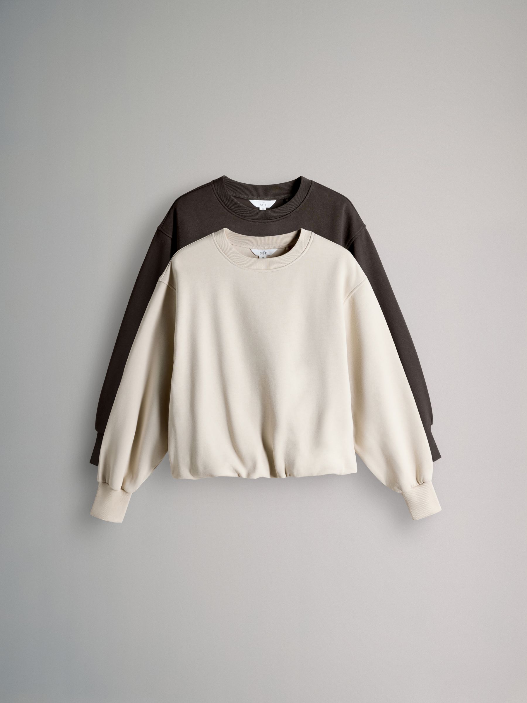 Buy The Set 2 Pack Bubble Hem Sweatshirts Chocolate Brown/Stone