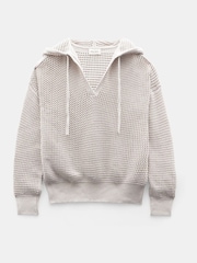 Hush Natural Open Stitch V-Neck Hoodie - Image 5 of 5