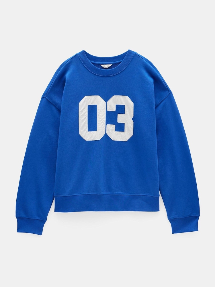 Hush Blue Collegiate 03 Graphic Print Sweatshirt - Image 4 of 4