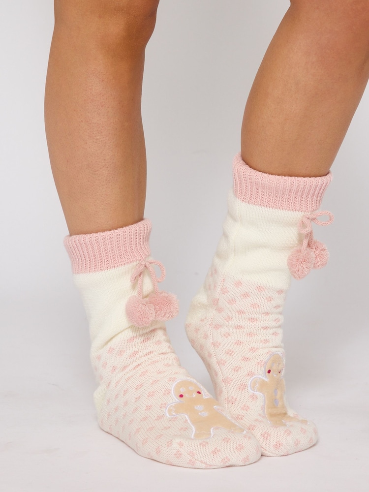 Loungeable Pink Gingerbread Fluffy Socks - Image 5 of 5