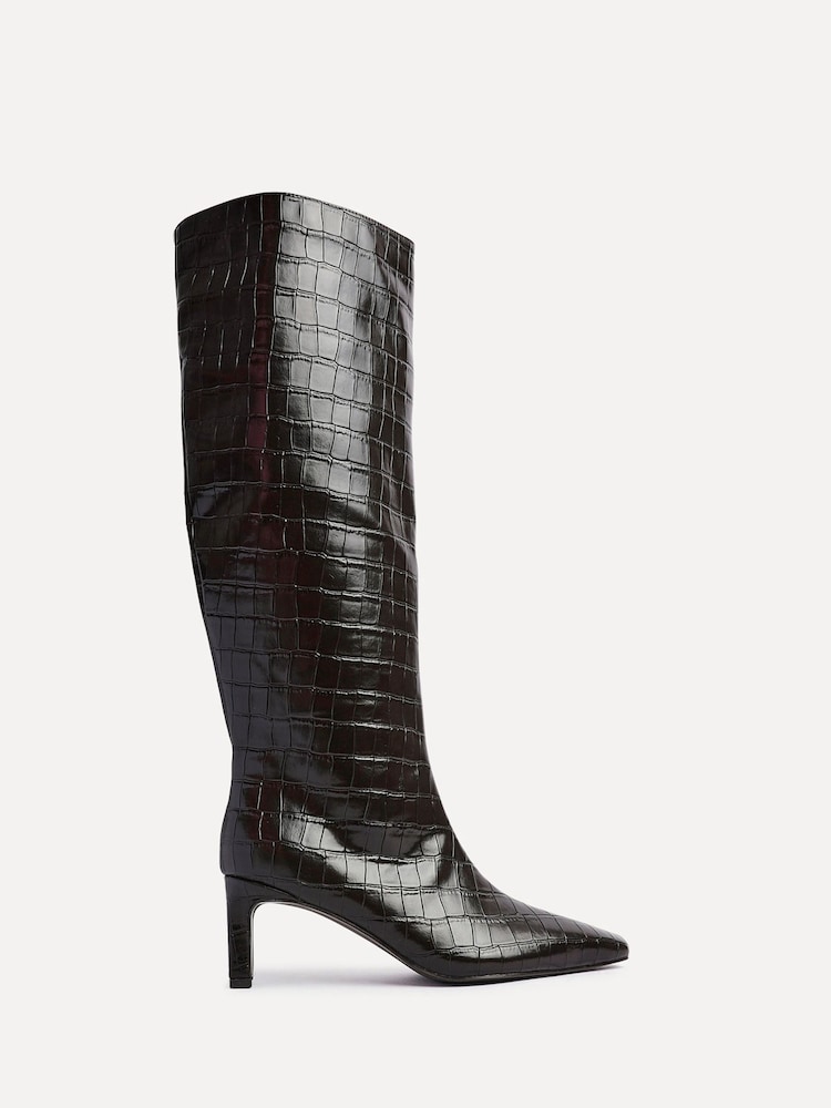 Linzi Black High Leg Uptown Slim Block Heel High Leg Boots - Image 2 of 6 Linzi Black High Leg Uptown Slim Block Heel High Leg Boots - Image 2 of 6
