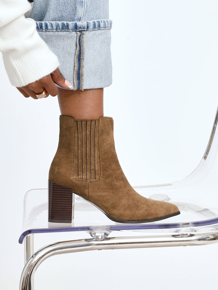 Linzi Brown Thrive Stacked Block Heel Ankle Boots - Image 1 of 5 Linzi Brown Thrive Stacked Block Heel Ankle Boots - Image 1 of 5
