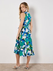 Apricot Blue Large Graphic Floral Print Sleeveless Dress - Image 4 of 4