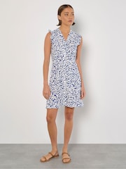 Apricot Blue Button Through Frill Sleeve Dress - Image 1 of 4