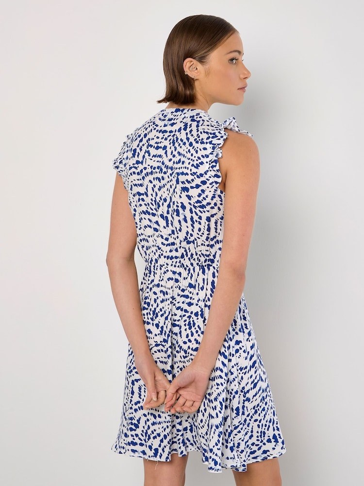 Apricot Blue Button Through Frill Sleeve Dress - Image 4 of 4