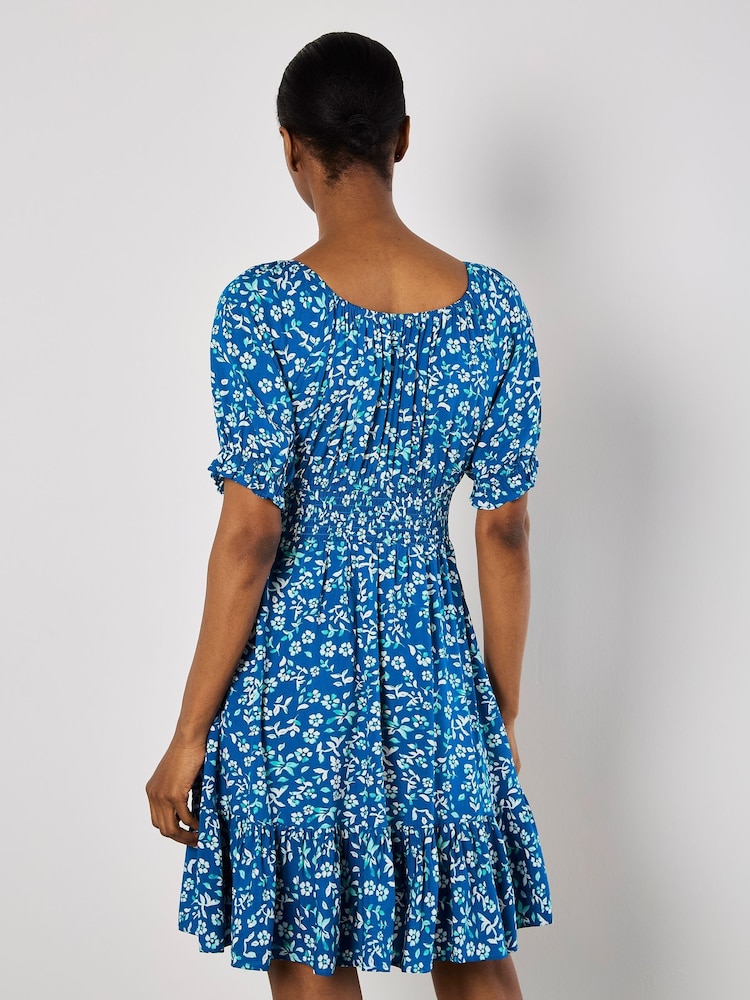 Apricot Blue Sarasa Mallow Flower Bardot Dress - Image 2 of 5