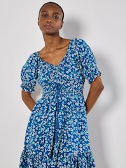 Apricot Blue Sarasa Mallow Flower Bardot Dress - Image 3 of 5