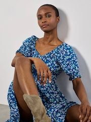 Apricot Blue Sarasa Mallow Flower Bardot Dress - Image 4 of 5