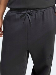 adidas Grey Essentials Three Stripes Fleece Wide Leg Trousers - Image 5 of 6