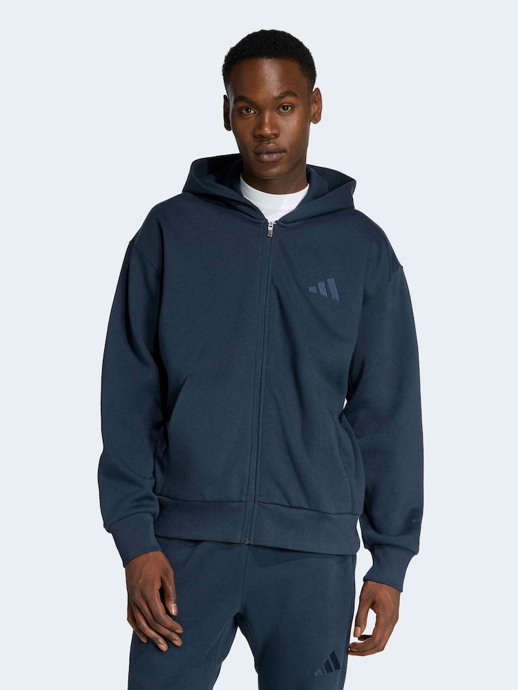 adidas Blue ALL SZN Fleece Full-Zip Hoodie - Image 1 of 6