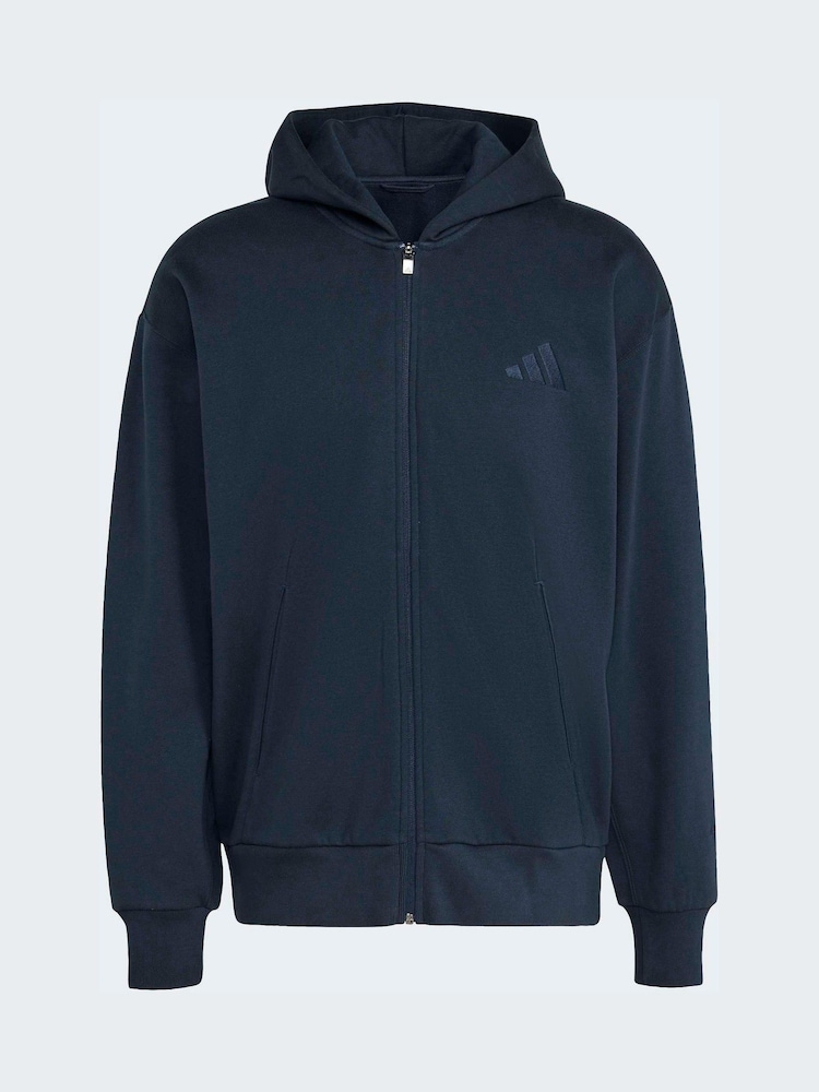 adidas Blue ALL SZN Fleece Full-Zip Hoodie - Image 6 of 6