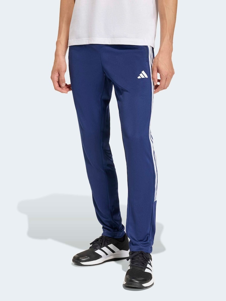 adidas Blue Workout Essentials All-Set 3-Stripes Knit Joggers - Image 1 of 7