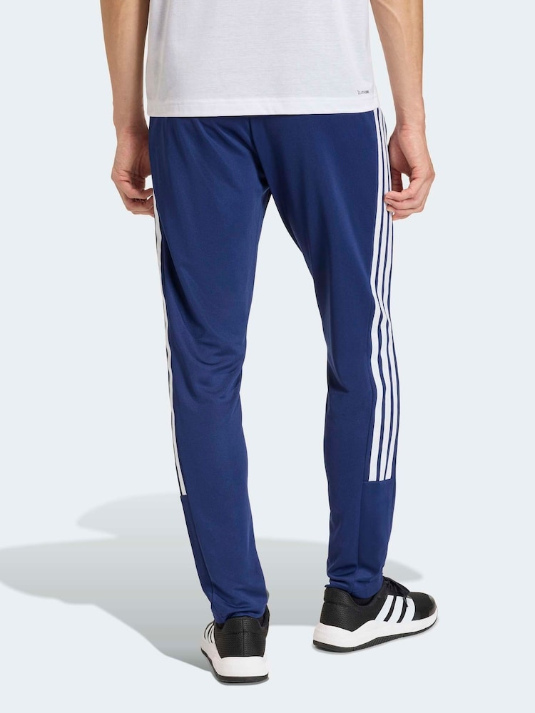 adidas Blue Workout Essentials All-Set 3-Stripes Knit Joggers - Image 2 of 7