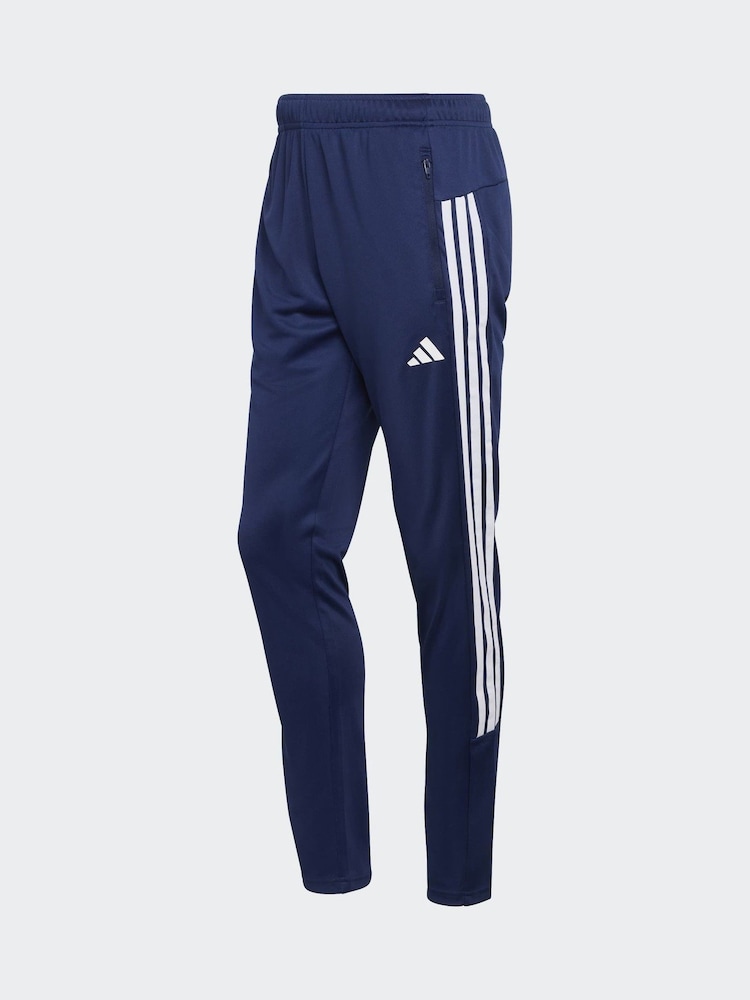 adidas Blue Workout Essentials All-Set 3-Stripes Knit Joggers - Image 7 of 7