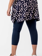 Roman Blue Curve Plain Elastic Waist Cropped Leggings - Image 4 of 4