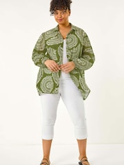 Roman Green Curve Abstract Print Woven Shirt - Image 2 of 5