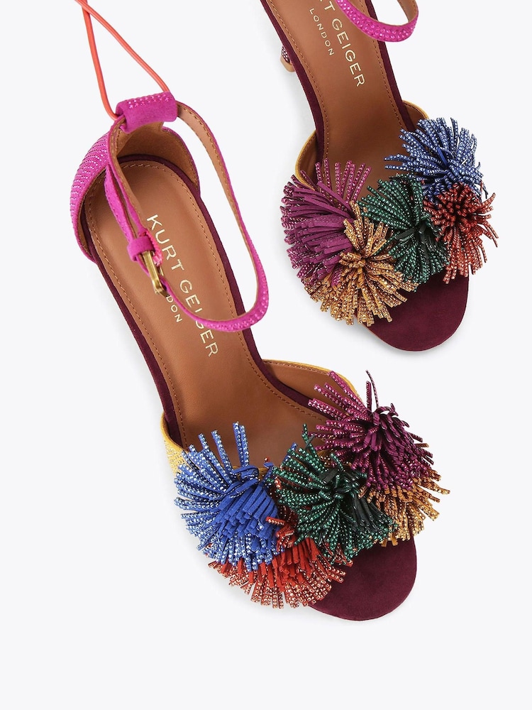 Kurt Geiger London Pom Pom Ankle Tie Sandals - Image 2 of 4