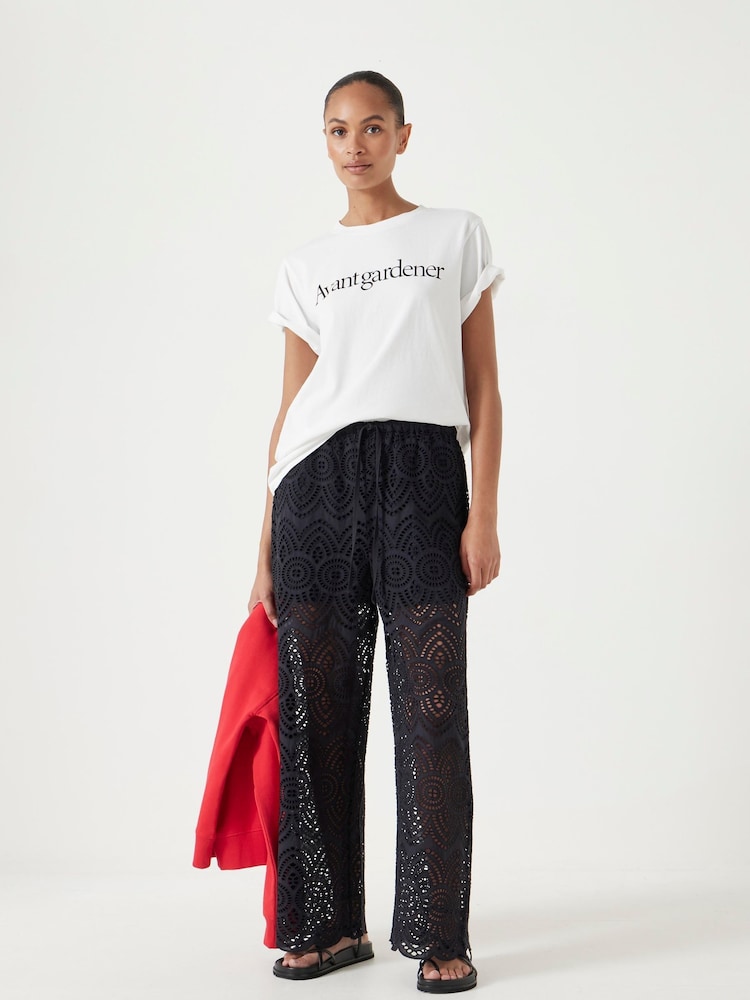 Hush Black Cotton Broderie Trousers - Image 2 of 5