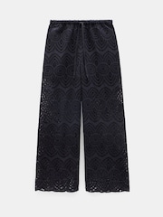 Hush Black Cotton Broderie Trousers - Image 6 of 6