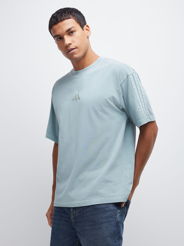 adidas Light Blue All SZN Washed 100% Cotton T-Shirt - Image 1 of 4