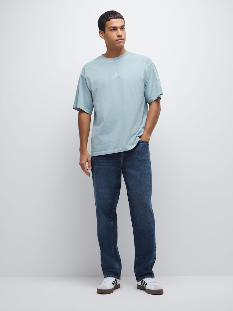 adidas Light Blue All SZN Washed 100% Cotton T-Shirt - Image 2 of 4
