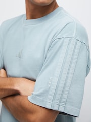 adidas Light Blue All SZN Washed 100% Cotton T-Shirt - Image 4 of 4