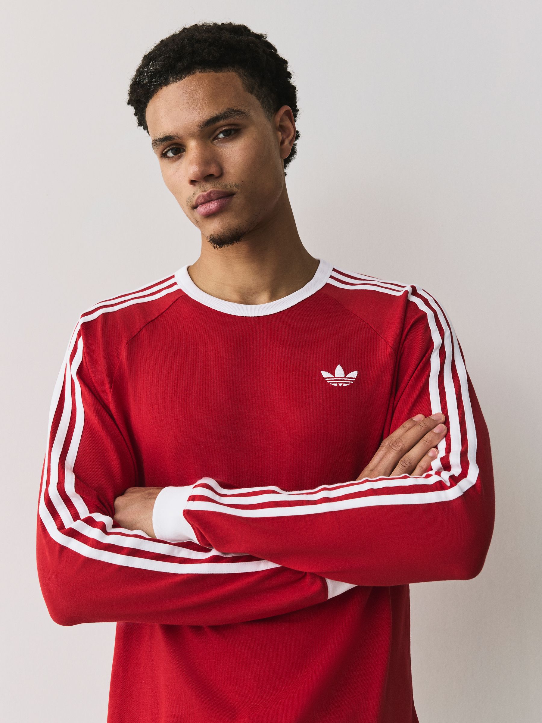 Comprar Vermelho - Adidas Original 3-Stripes Camiseta de manga
