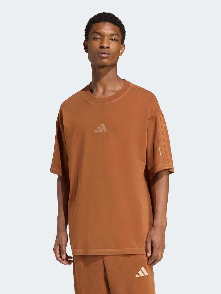 adidas Brown All SZN Washed 100% Cotton T-Shirt - Image 1 of 6