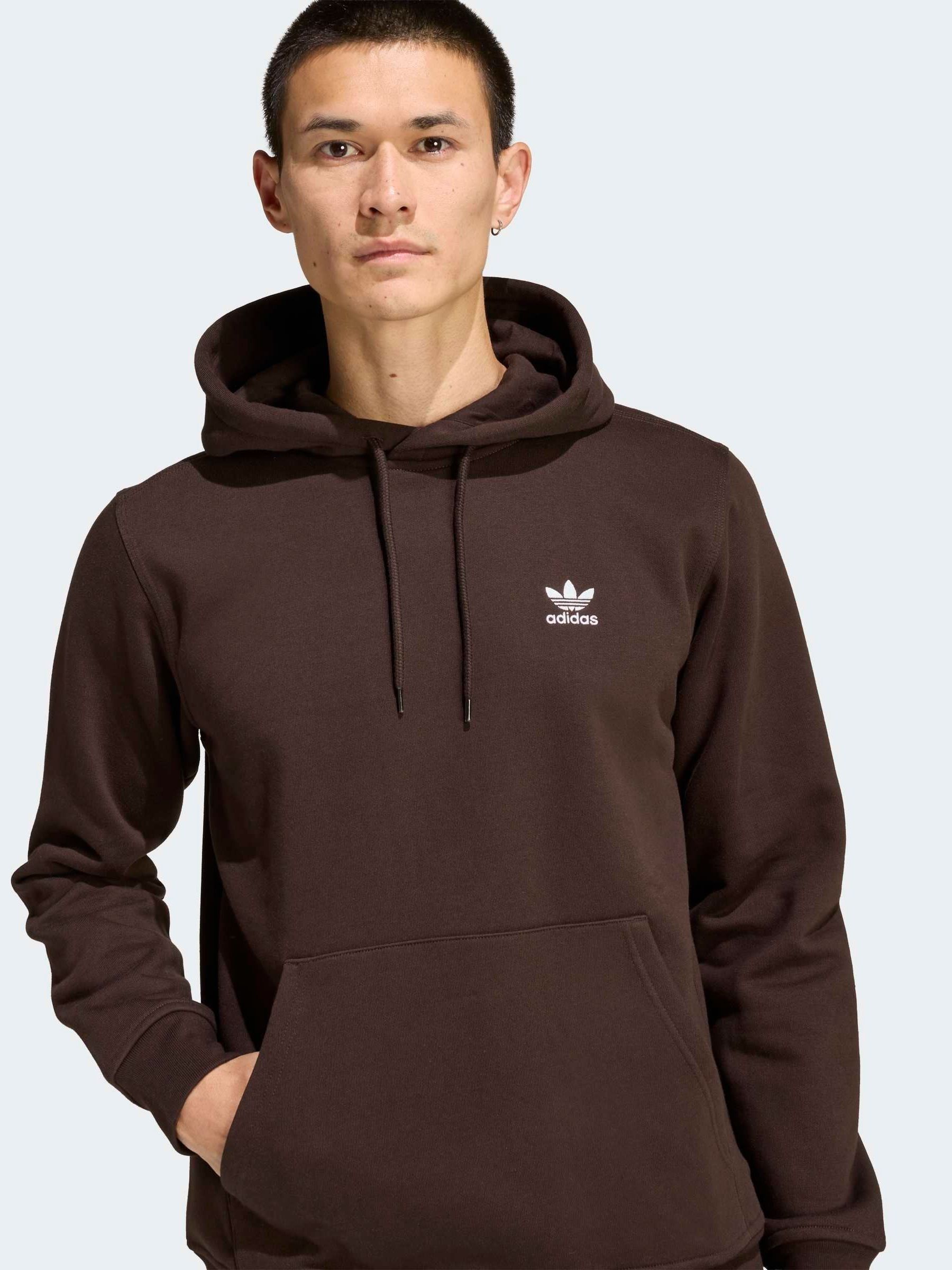 Buy adidas Originals Dark Brown Trefoil Essentials Hoodie from