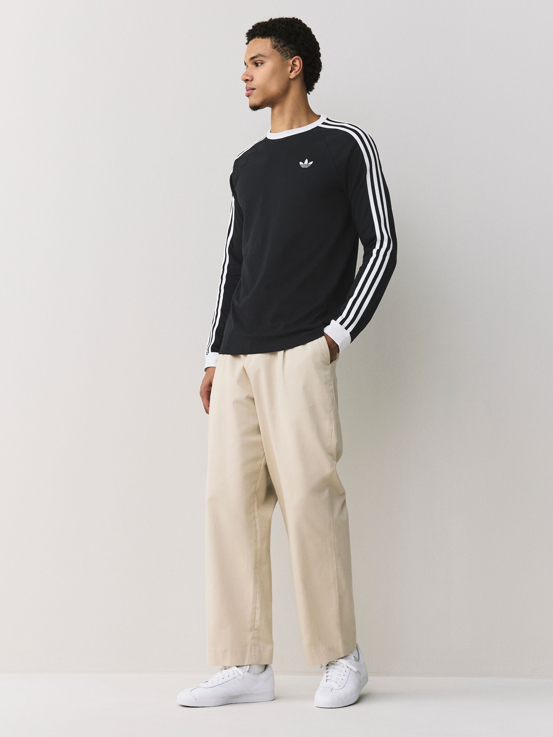 Buy adidas Originals Black 3-Stripes Long Sleeve T-Shirt from Next USA