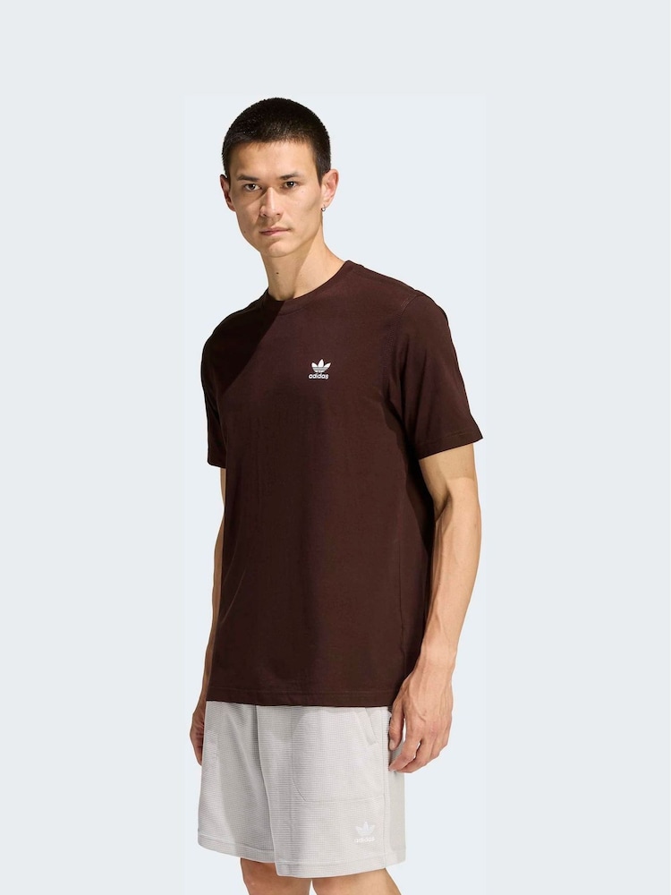 adidas Originals Dark Brown Trefoil Essentials T-Shirt - Image 1 of 6