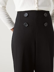 LK Bennett Black Polly Viscose Button Front Side Zip Trousers - Image 3 of 3