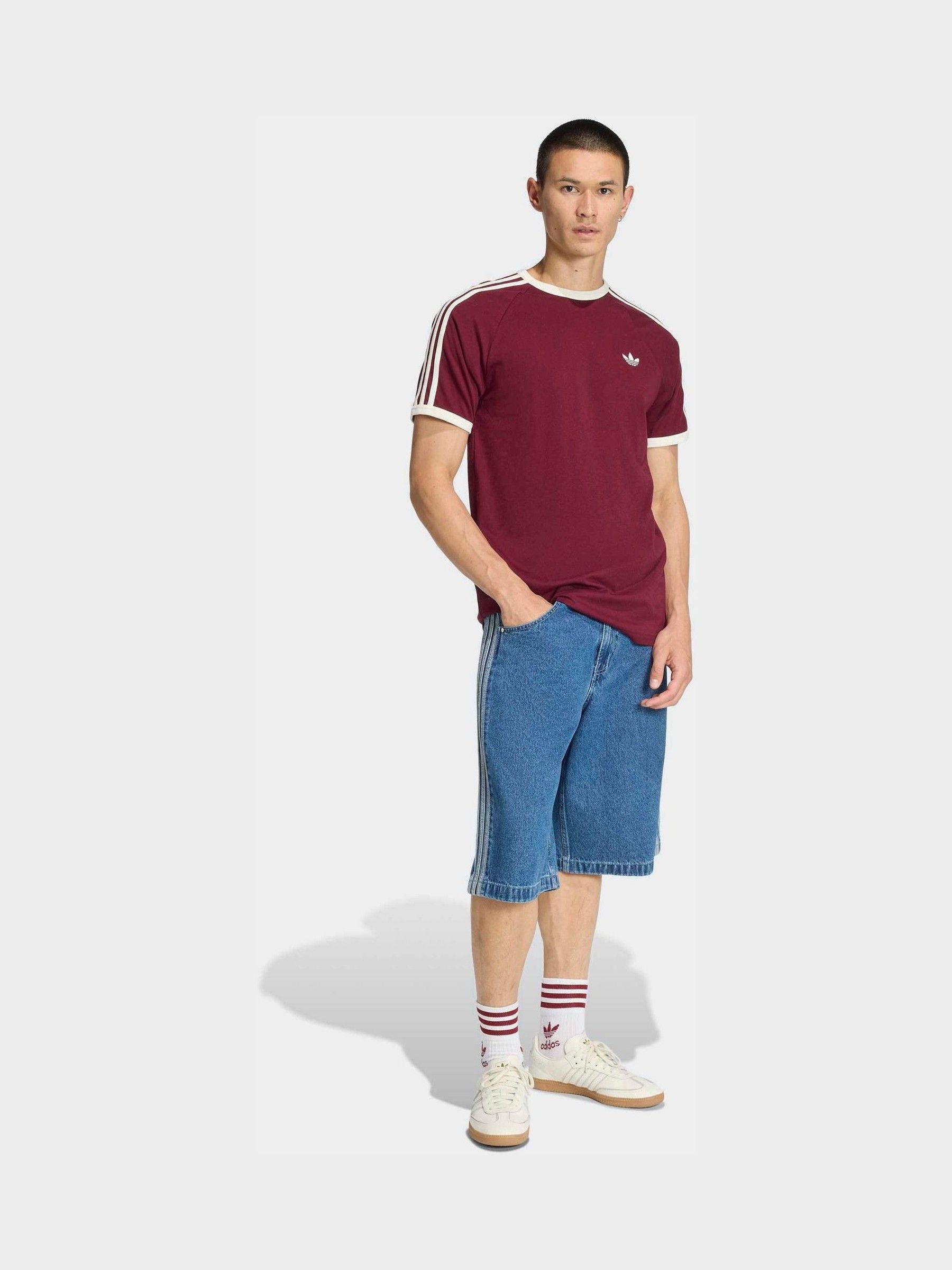 Buy adidas Originals Burgundy Red 3-Stripes T-Shirt from Next USA