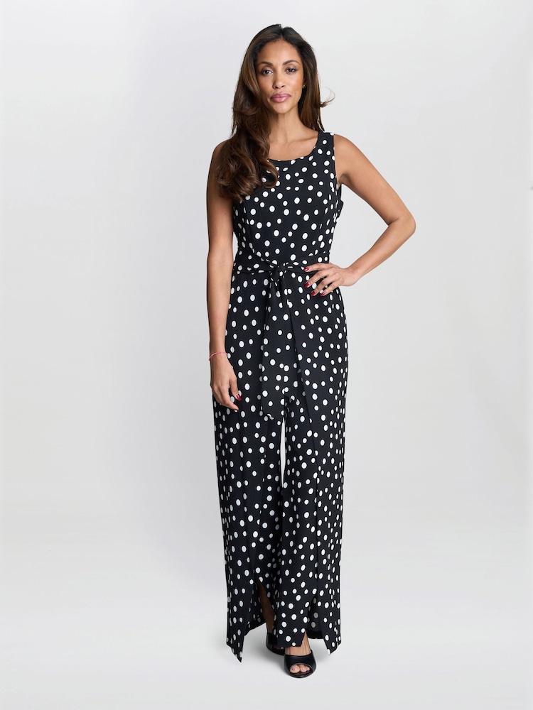 Gina Bacconi Jolie Spot Black Jumpsuit - Image 1 of 6