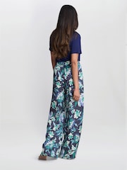Gina Bacconi Blue Quinn Satin Pull On Wide Leg Trousers - Image 2 of 6